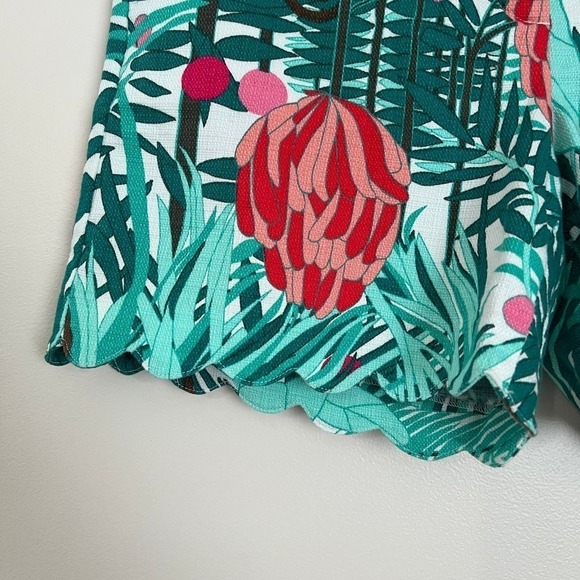 Talbots Scalloped Hem Tropical Monkey Printed Cotton Blend Shorts Sz 10 - Picture 2 of 13